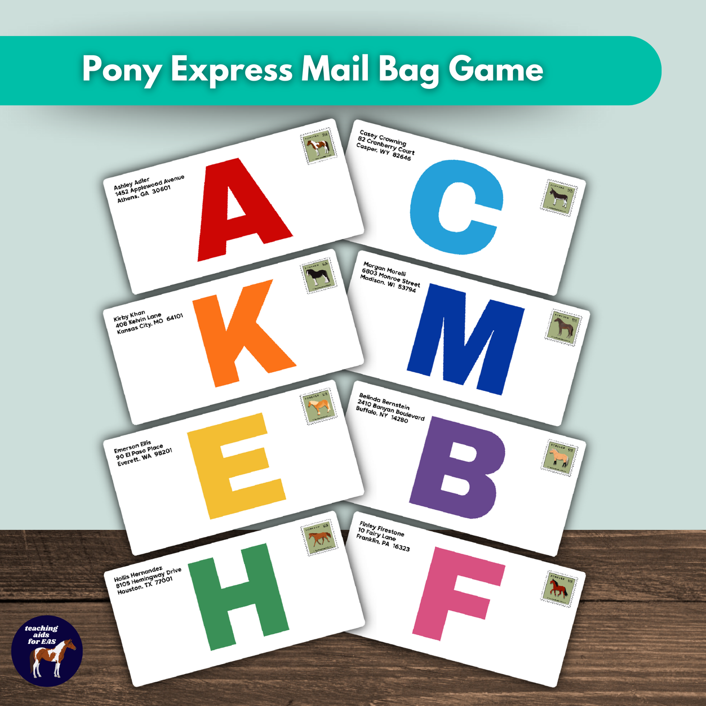 pony express mail bag game *NEW DESIGN* - Teaching Aids for EAS