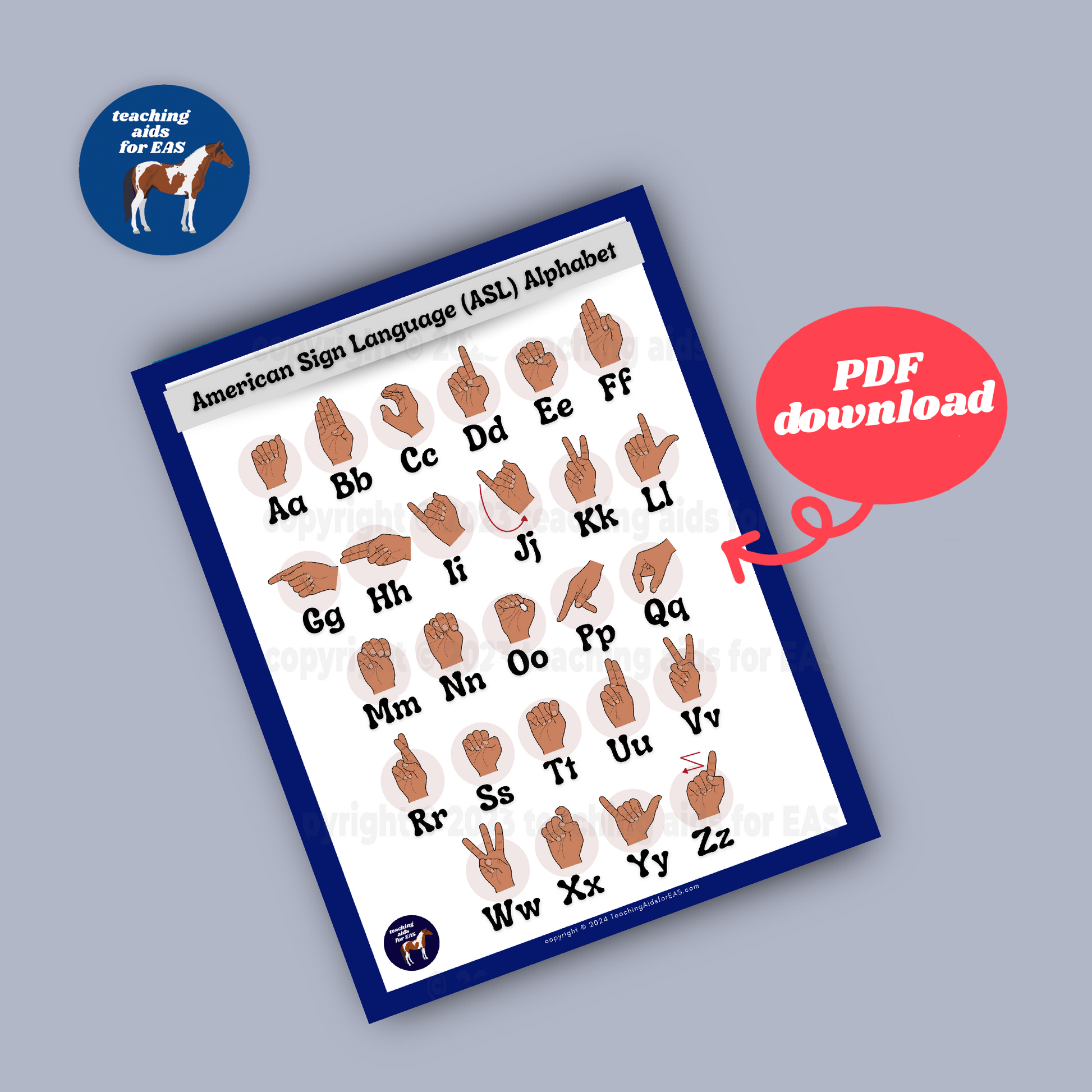 ASL alphabet poster - PDF download - Teaching Aids for EAS