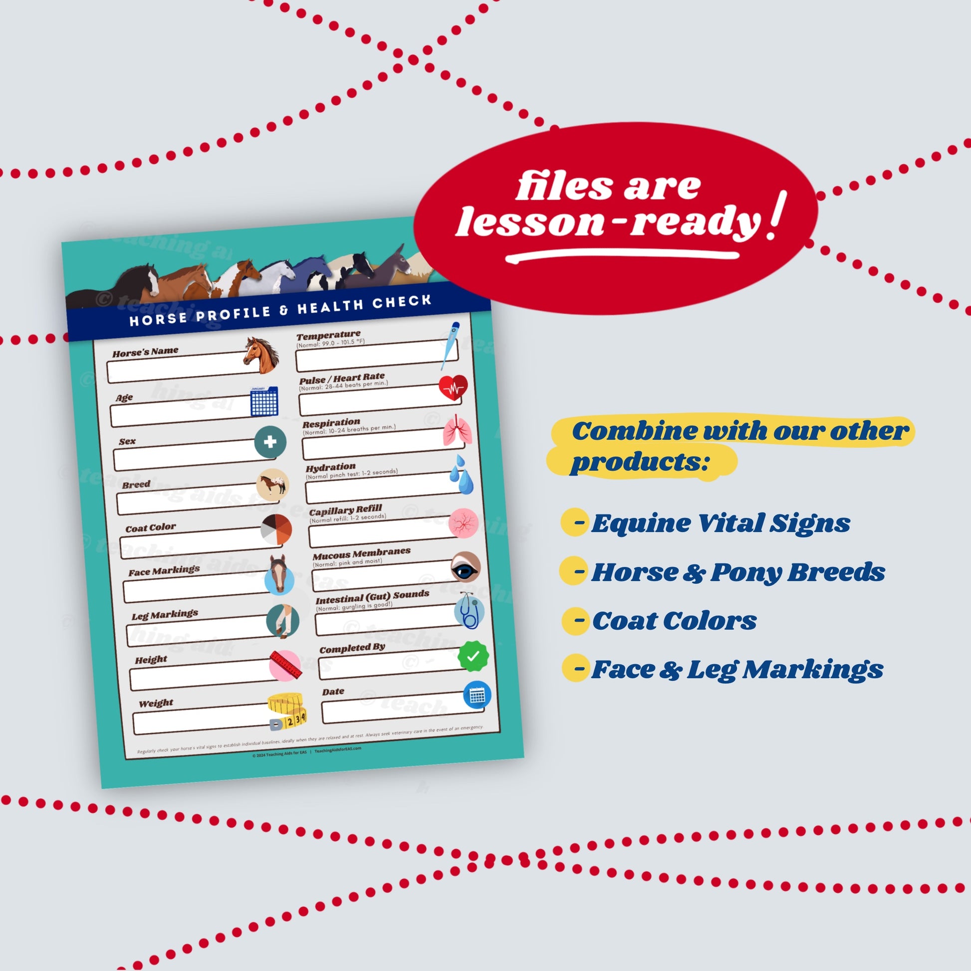 horse profile & health check - PDF download - Teaching Aids for EAS