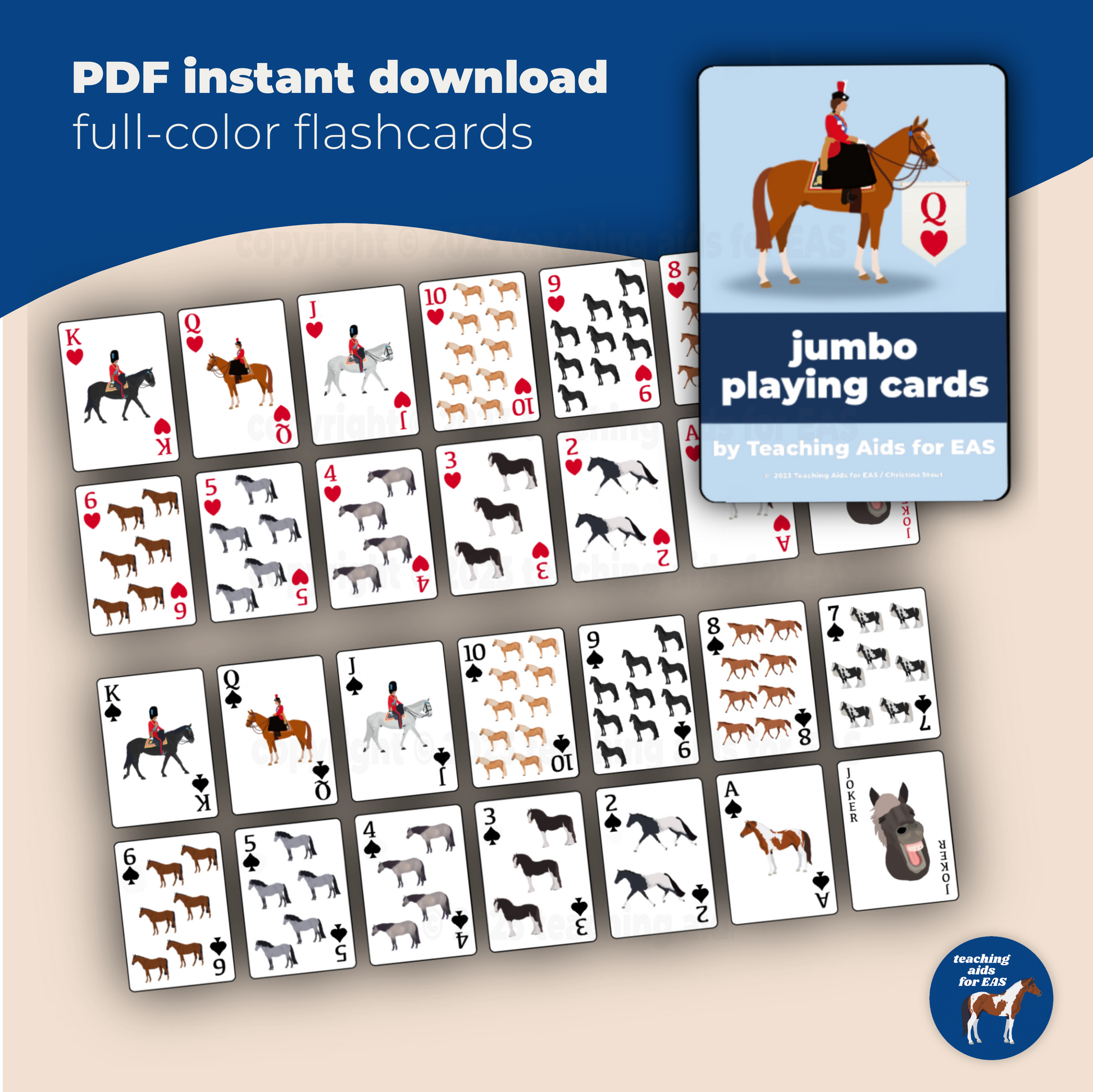 Jumbo Horse Playing Cards for Therapeutic/Adaptive Riding